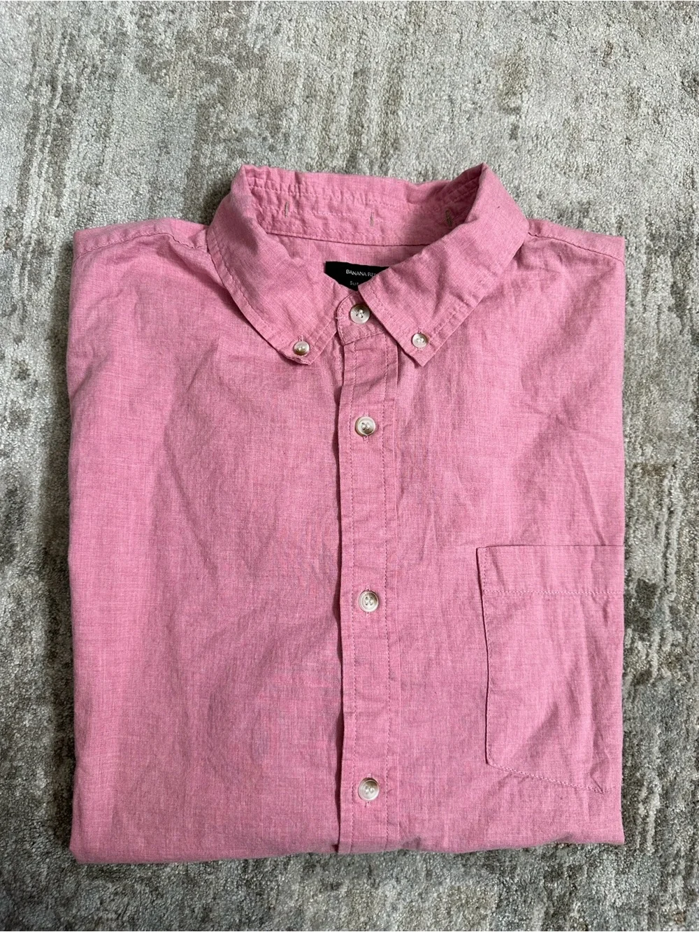 Banana Republic Pink Short-Sleeve Button-Down Shirt